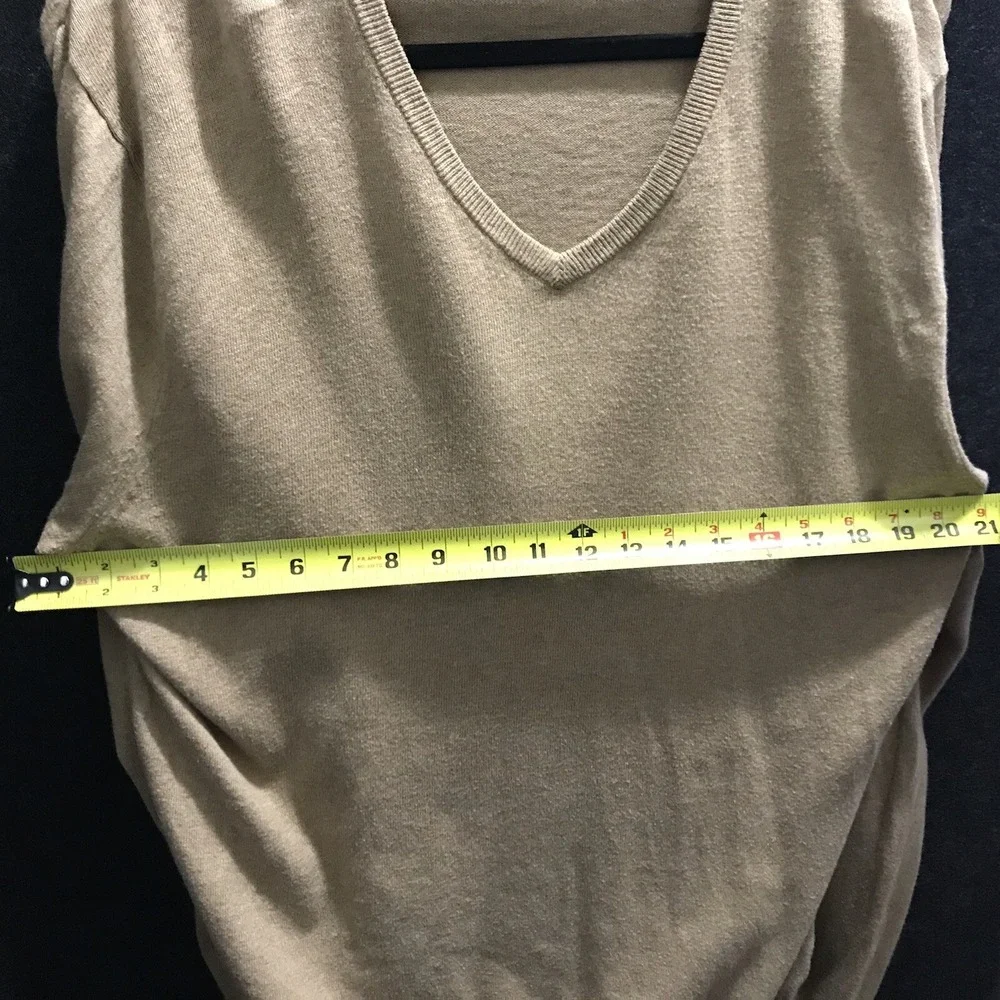 J Crew Factory V Neck Cotton Nylon 5% Merino Wool‎ Blend Sweater Men's XL Camel